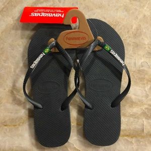 NWT havaianas black slim flip flop size 7/8